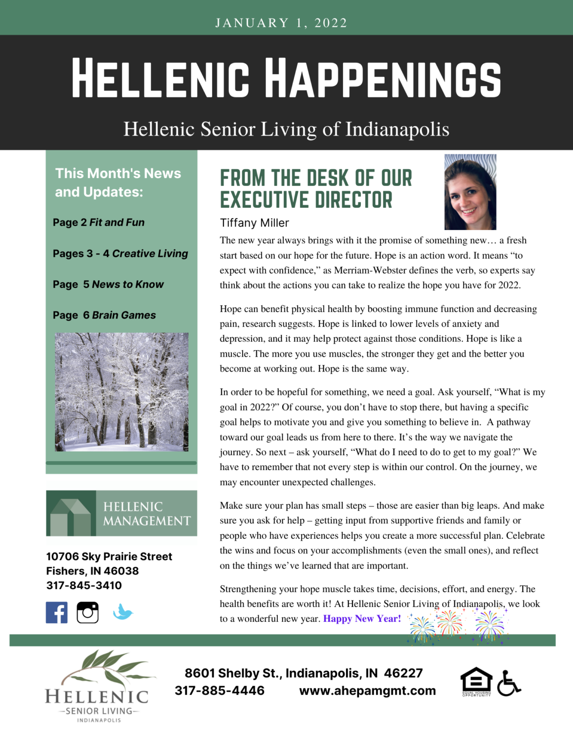 Hellenic Happenings January 2022 Newsletter, page 1